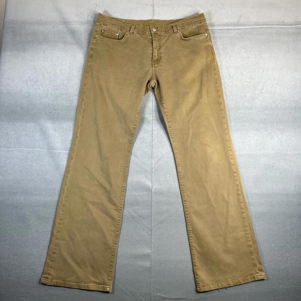Vintage Lacoste Flare Pants Womens EU46 US14 (34x32) Khaki Chino Flap Pocket